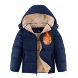 ZITY Winter Coats for Boys Sherpa Jacket Puffer Fleece Lined Waterproof Warm Hooded Coat Quilted Jackets with Detachable Hood - Retail: $63