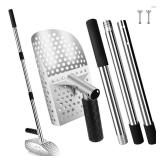 Sand Scoop for Metal Detecting,Heavy Duty Stainless Steel Metal Detector Scoop with Long Handle,Metal Detecting Shovel Used for underwater treasure hunting, beach soil metal detection, and excavationr