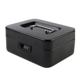 KYODOLED Cash Box with Combination Lock Safe Metal Money Box with Money Tray for Security Lock Box 7.87"x 6.30"x 3.35" Black - Retail: $15