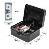 KYODOLED Cash Box with Combination Lock Safe Metal Money Box with Money Tray for Security Lock Box 7.87"x 6.30"x 3.35" Black - Retail: $15