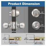 BESTTEN Keyed Same Exterior Door Knob and Single Cylinder Deadbolt Combo Set, Keyed Alike Entry Door Knobs with Lock and Keys for Entrance and Front Door, Satin Nickel - Retail: $17