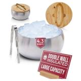 Gusto Nostro 4.1L Insulated Ice Bucket with Lid and Tongs, Double Wall Stainless Steel Ice Bucket Large, BPA Free Ice Bucket for Cocktail Bar, Keeps Champagne, Wine, Beer Chill for Parties - Retail: $