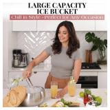 Gusto Nostro 4.1L Insulated Ice Bucket with Lid and Tongs, Double Wall Stainless Steel Ice Bucket Large, BPA Free Ice Bucket for Cocktail Bar, Keeps Champagne, Wine, Beer Chill for Parties - Retail: $