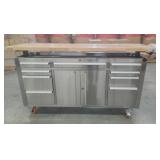 TRINITY PRO 72'' STAINLESS STEEL ROLLING WORKBENCH WITH ADJUSTABLE TOP