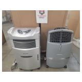 Indoor Portable Evaporative Air Cooler  4 ct (left side) & Indoor Portable Evaporative Air & Dehumidifier Cooler 2 ct (right side) All Factory Refurbished