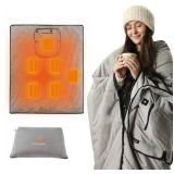 ZonLi Heated Blanket Battery Operated, Cordless Electric Throw for Super Bowl & Outdoor, 50\"x60\" Wearable Rechargeable for Camping Tailgating, Water-Resistant Machine Washable (Dark Grey)