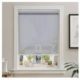 AOSKY Cordless Roller Shades for Windows Light Filtering Shades with 5% Openness Solar Screen Semi Sheer Roller Blinds UV Protection for Office and Home. Easy to Install 23\" W x 72\" H (Grey) no hard