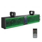 KEMIMOTO 6-Speaker Metal UTV Sound Bar, 25-inch IP65 Waterproof Golf Cart Sound Bar, ATV Speaker Bluetooth with RGB, SxS Soundbar Compatible with Polaris RZR Can-Am w/ 1.25 in - 2 in Roll Bar - Retail