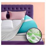 Dual Layer 4 Inch Memory Foam Mattress Topper for Pressure Relief with 4X Support, 2\" Fluffy Pillow Top King Mattress Topper 50% Viscose Made from Bamboo Plus 2\" Cooling Gel Memory Foam Mattress Pad