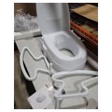 Raised Toilet Seat with Handles, Adjustable Height, Add 5.5 inches,Elongated Toilet Seat Risers for Seniors,Non-Slip Removable Padded Arms, 300lbs, Fit Any Toilet, White