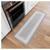Ottomanson Hallway Runner Rug 20\" x 59\" Non Slip Border Area Rugs Easy to Clean Laundry Rug Runner Durable & Pet Friendly Floor Carpet Runners for Hallways Entryway Living Room Kitchen, Light Gray