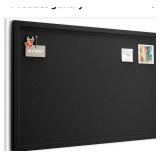 Fluxynara Foldable Cork Board Alternative, Felt Bulletin Board 36\" x 24\" Black Frame with 24 Adhesive Tabs, Pin Board for Home Office, Classroom, Entryway, Kitchen Wall Decor Black
