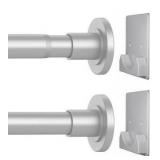 Matte Silver Shower Curtain Rod,1 Inch Diameter Stainless Steel Adjustable Spring Tension Rods 32 to 80\",with Holders,Anti-Slip,Curtain Rods No Drilling(1 Pack) no hardware