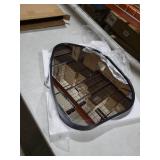 Black Asymmetrical Mirror Irregular Oval Wall Mirror Modern Wood Frame Unique Shape Wall Mounted