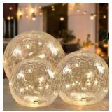 Crackle Globe LED Lamp Battery Operated with Timer, Lighted Glass Orb for Festival Christmas Decoration, Gold Mercury Glass Ball Light for Living Room Indoor (with Timer)