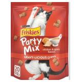 Purina Friskies Cat Treats, Party Mix Gravy-licious Crunch Chicken and Gravy Flavors - 2.1 oz. Pouch 10 pack