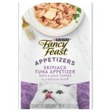 Purina Fancy Feast Appetizers Lickable Grain Free Wet Cat Food Topper Skipjack Tuna Appetizer with Sole - (Pack of 10) 1.1 oz. Trays