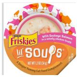 Purina Friskies Grain Free Lickable Cat Food Toppers Lil Soups With Sockeye Salmon in Chicken Broth - (Pack of 8) 1.2 oz. Cups