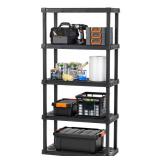 Maxit 5-Shelf Heavy Duty Plastic Storage Shelves, 750lb Capacity, 73\" H x 36\" W x 18\" D,