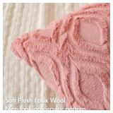 MIULEE Coral Red Throw Pillow Covers 20x20 Inch, Soft Winter Plush Faux Wool Couch Pillow Covers Set of 2 Decorative Farmhouse Boho Throw Pillows for Sofa Living Room Bed