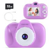 MAVOKIS Kids Camera Digital Camera for Age 3-8, 1080P Toddler Camera for Kid with 32GB SD Card, Toddler Girls Toys Age 6-9, Christmas Birthday Gifts for Children, Pastel Purple