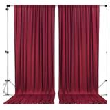 AK TRADING CO. 10 feet x 10 feet Polyester Backdrop Drapes Curtains Panels with Rod Pockets - Wedding Ceremony Party Home Window Decorations - Burgundy (DRAPE-5x10-BURGUNDY)