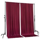 AK TRADING CO. 10 feet x 10 feet Polyester Backdrop Drapes Curtains Panels with Rod Pockets - Wedding Ceremony Party Home Window Decorations - Burgundy (DRAPE-5x10-BURGUNDY)