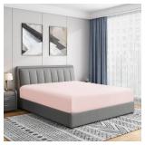 Cathay Home Full Fitted Sheet - Double Brushed Ultra Soft  Wrinkle & Fade Resistant - 14\" Standard Pocket Fitted Sheet Only - Good Fit for 12\"-16\" Deep Mattress (Full, Blush)