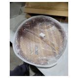 Large Round Wood Serving Tray, Wooden Trays with Handles for Ottoman Table, Vintage Acacia Tray Circle Wood Tray for Indoor Outdoor Organization and Decoration, Including 4 Round Wooden Coasters