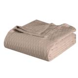 Superior Diamond Weave All-Season Cotton Blanket, Cover for Home, Couch, Bed, Soft, Warm Blankets, Boho Aesthetic, Comfy, Cozy, and Cute Covers, Decorative Bedding Essentials, California King, Khaki
