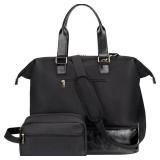MINKARS Weekender Bag with Shoe Compartment Travel Tote Overnight Bag, Black