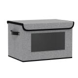 YheenLf Fabric Storage Bin with Lid, Storage Box with Handles, 13 x 9.1 x 7.9 Inch Closet Organizer for Shelves Organization, Gray, 1-Pack