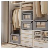 YheenLf Fabric Storage Bin with Lid, Storage Box with Handles, 13 x 9.1 x 7.9 Inch Closet Organizer for Shelves Organization, Gray, 1-Pack