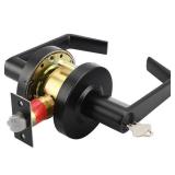 LYNN HARDWARE - Classroom - Commercial Door Lock - Heavy-Duty Designer Handles for Doors - Durable Grade 2 Indoor Locks for Doors - Cylindrical Door Handle Lock - ADA Compliant - Matte Black