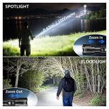 Wdtpro LED Rechargeable Flashlight 1Pack, 3Modes Super Bright High Lumens Flashlights, Zoomable Tactical Flashlight with LCD Display, IP65 Waterproof Flashlights for Home Emergency Camping & Gifts Men