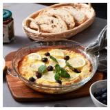 Sweejar 2-pack Glass Pie Pan, 7.5-Inch Round Baking Dish with Non-Stick Coating and Soft Wave Edge for Apple, Pumpkin, and Pot Pies