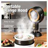 Portable Range Hood, Desktop Range Hood with 2 Speed Exhaust Fan, Detachable Aluminum Filter, Large Oil Collection Cup, Portable Kitchen Exhaust Fan for Indoor BBQ, Hot Pot Camping Trips Home (Gold)