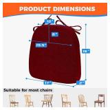 Sunsleek Chair Cushions for Dining Chairs, D-Shaped Seat Cushions with Removable Washable Cover and Ties, Chair Pads for Kitchen, Indoor Dining Room, Patio Chairs, 17