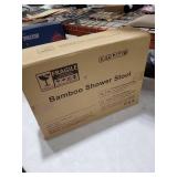 Bamboo Shower Bench for Inside Shower to Sit on,Waterproof Shower Stool for Shaving Legs,Spa Bathroom Shower Chair with Storage Shelf, Bathroom Bench Seat for Senior Adult Disabled Elderly