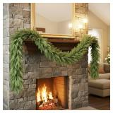 2 Pcs Christmas Norfolk Pine Garlands, 6 Ft Artificial Pine Garland Ornament, Realistic Green Artificial Greenery Garland for Table, Mantle, Wall, Indoor, Outdoor Christmas Decorations