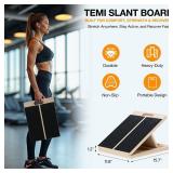 TEMI Slant Board for Calf-Stretching - Wooden Incline Wedge Stretcher for Squats, Foot & Ankle Mobility, Portable Fitness Equipment, Balance Block for Heel Stretch