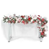 WBHome Pre-lit 6 Feet/72 Inch Christmas Garland, Sweet Red & White Lighted Garland with 50 LED Lights for Indoor Outdoor Xmas Decor Holiday Decorations, Battery Operated (Batteries NOT Included)