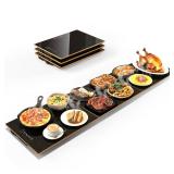 CedarAce Food Warmers for Parties Buffet, 47\"x12\" Assemblable Electric Warming Tray with 8 Level Temperature Adjustment and 8 Hour Timer, Upgraded Desktop-Protecting Food Warming Mat