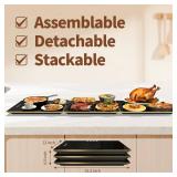 CedarAce Food Warmers for Parties Buffet, 47\"x12\" Assemblable Electric Warming Tray with 8 Level Temperature Adjustment and 8 Hour Timer, Upgraded Desktop-Protecting Food Warming Mat