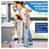 Toddler Step Stool,2 Step Stools for Kids with Anti-Slip Surface and Rubber Bottom, Kids Step Stool Poop Stool for Toilet Potty Training, Bathroom, Kitchen(Include 2 Ducks)