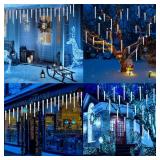 Joomer Icicle Christmas Lights Outdoor,13FT 20 Icicles 320 LED Meteor Shower Icicle Lights Timer Waterproof Connectable Christmas Light for Outside Home Xmas Decoration - White