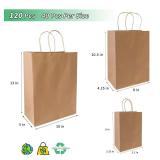 vanhel 120 pack Kraft Paper bags with Handles,Assorted Sizes Gift Bags Bulk Kraft Paper Bags, Weeding,Birthday, Favor,Party,Retail Merchandise Bags, Brown