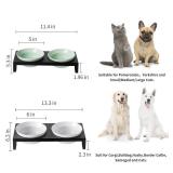 Ceramic White Dog Bowl Set - 6 inch Wide Pet Food & Water Bowls, Elevated Feeding Porcelain with Metal Stand for Indoor Cats and Medium Dog,2 Bowls+1 Stand Set for Wet and Dry Food