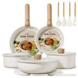 CAROTE 19pcs Pots and Pans Non Stick, Cookware Sets Detachable Handle, Induction Kitchen Pots and Pans,NonStick Cooking Set, Oven/Dishwasher/Fridge Safe, Space Saving