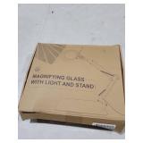 12X Magnifying Glass with Light and Stand, Magnifier with Light Hands Free, Lighted LED Magnifying Lamp Stepless Dimming Magnifying Desk Lamp Dust Cover Design for Crafts Repair Art Close Work